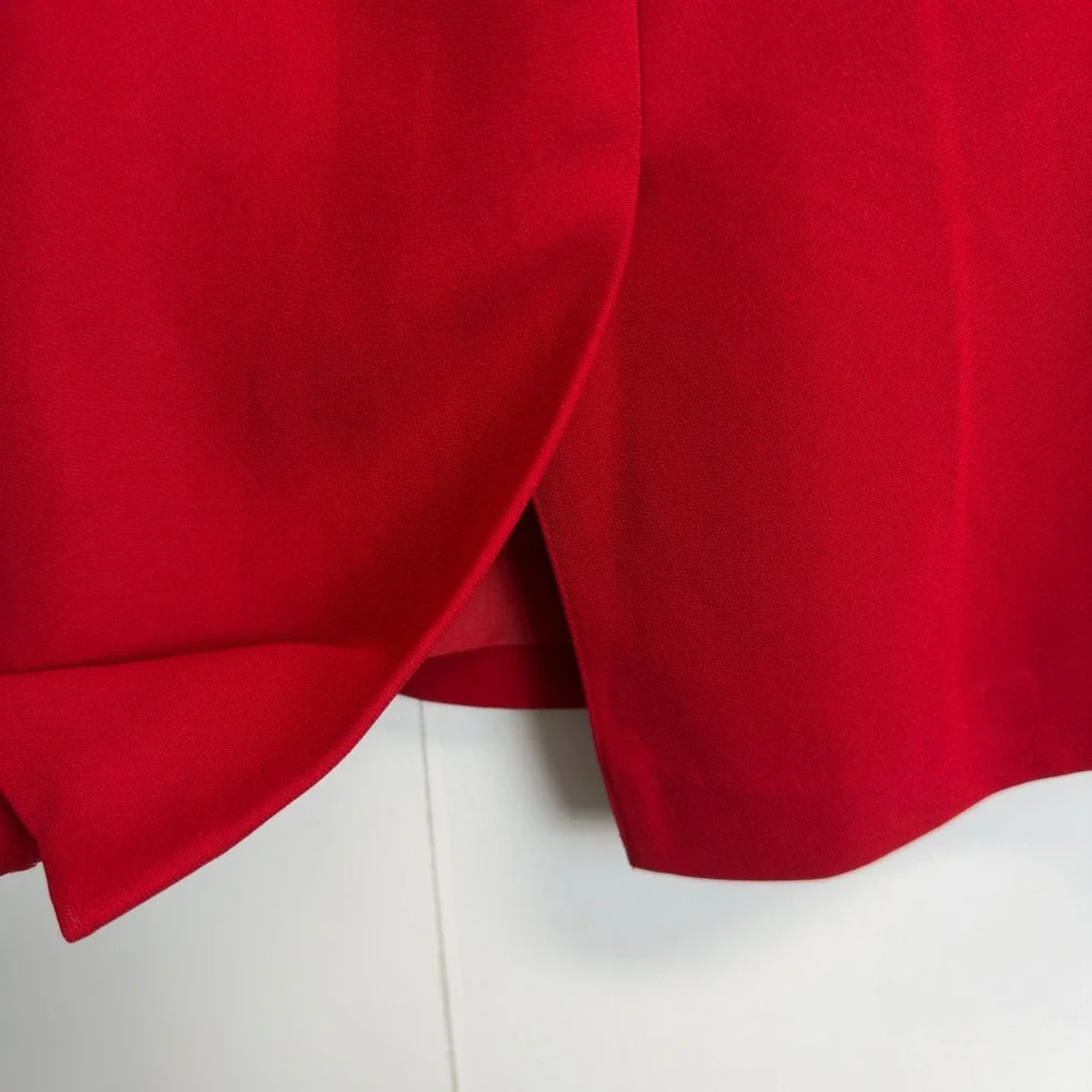 Vintage Red Suit Set Women's 10 V-neck Longline Blazer and Pencil Skirt Red